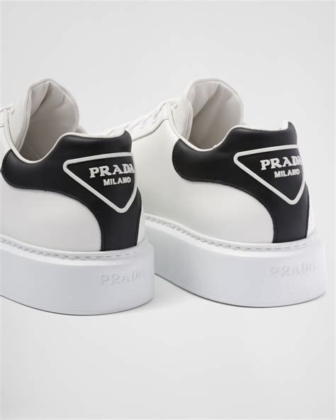 Prada Macro Leather Sneakers White Black .